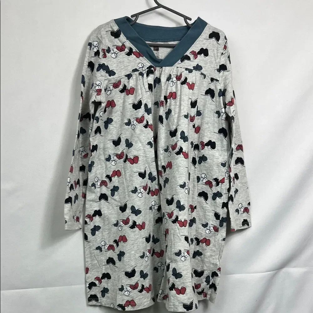 Tea Collection Gray long sleeve butterfly print knit dress size 7